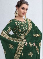 Shimmer Sequins Contemporary Style Saree in Green