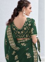 Shimmer Sequins Contemporary Style Saree in Green