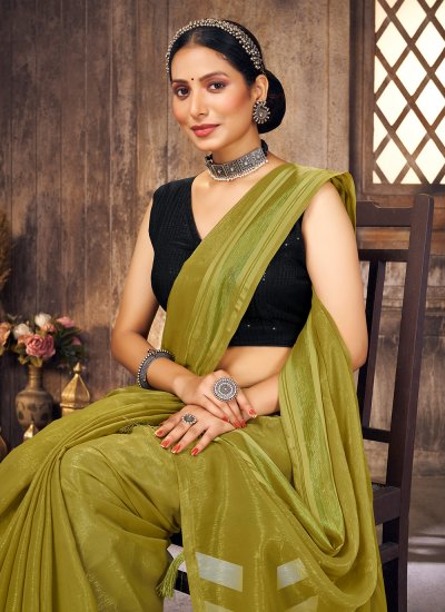 Shimmer Trendy Saree in Green