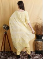 Sightly Cotton Embroidered Yellow Salwar Suit