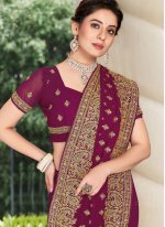 Sightly Georgette Embroidered Trendy Saree