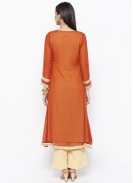 Sightly Georgette Rust Embroidered Party Wear Kurti