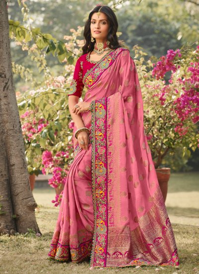 Sightly Silk Woven Pink Classic Saree