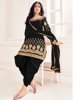 Silk Black Designer Patiala Suit