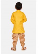 Silk Blend Dhoti Kurta in Yellow