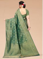 Silk Blend Woven Green Traditional Saree