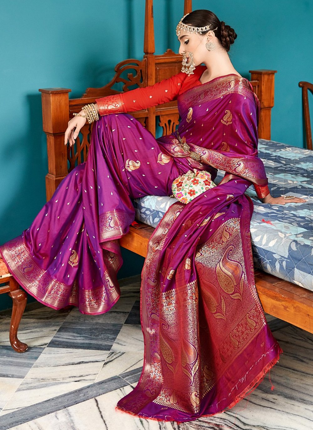 Magenta Color Sarees | Magenta Saree online at BharatSthali