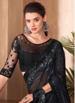Silk Contemporary Saree in Black