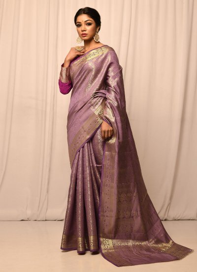 
                            Silk Contemporary Saree in Lavender
