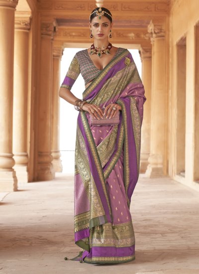 Silk Contemporary Saree in Lavender