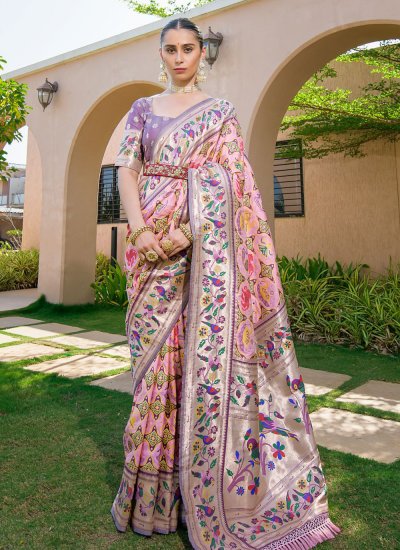 Silk Contemporary Style Saree in Peach