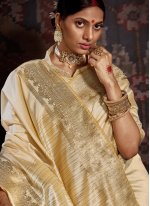 Silk Cream Traditional Designer Saree