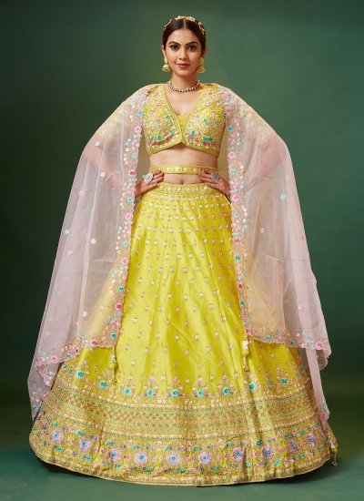 Silk Designer Lehenga Choli in Yellow
