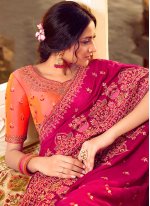 Silk Designer Saree in Hot Pink