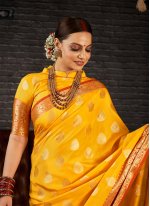 Silk Designer Saree in Yellow