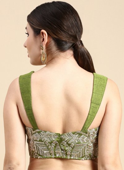 Silk Embroidered Blouse in Sea Green