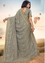 Silk Embroidered Classic Saree in Grey