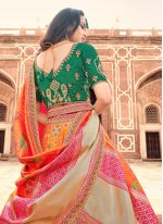 Silk Embroidered Designer Lehenga Choli in Orange and Pink