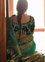 Silk Embroidered Green Classic Designer Saree