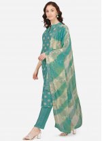 Silk Embroidered Pant Style Suit in Green