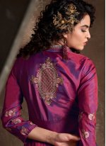 Silk Embroidered Readymade Anarkali Suit in Magenta