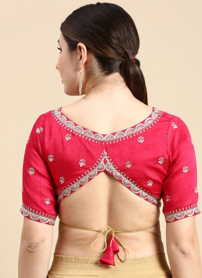Silk Embroidered Red Blouse