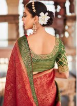 Silk Embroidered Red Designer Traditional Saree