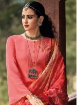 Silk Embroidered Salwar Suit in Pink