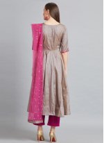 Silk Fancy Grey and Pink Readymade Suit