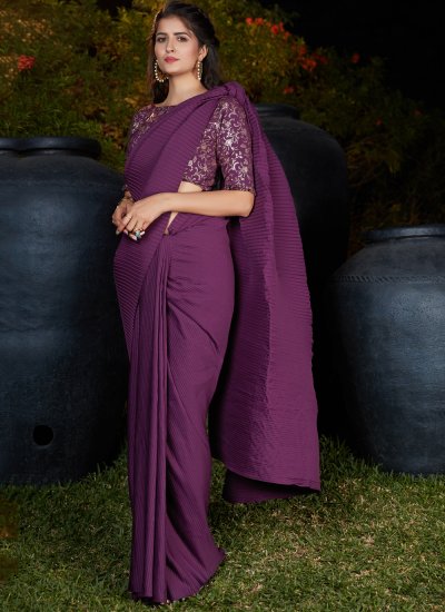 Silk Fancy Traditional Designer Saree in Purple