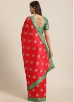 Silk Foil Print Red Traditional Saree