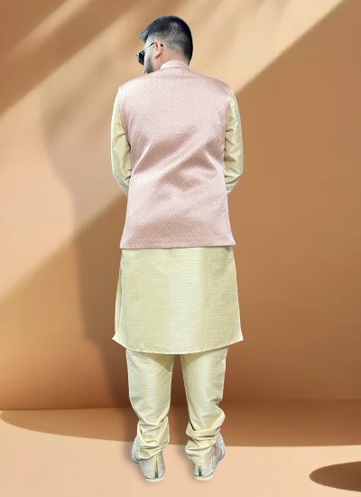 Silk Gold and Pink Kurta Payjama With Jacket