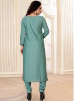 Silk Green Designer Straight Suit