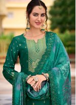 Silk Green Jacquard Work Palazzo Salwar Suit