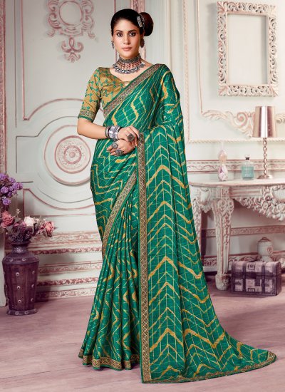 Silk Green Printed Classic Saree