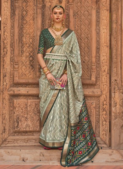 Silk Green Printed Saree
