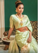 Silk Green Weaving Trendy Saree