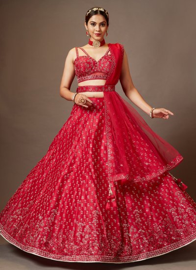 Silk Hot Pink Sequins Designer Lehenga Choli