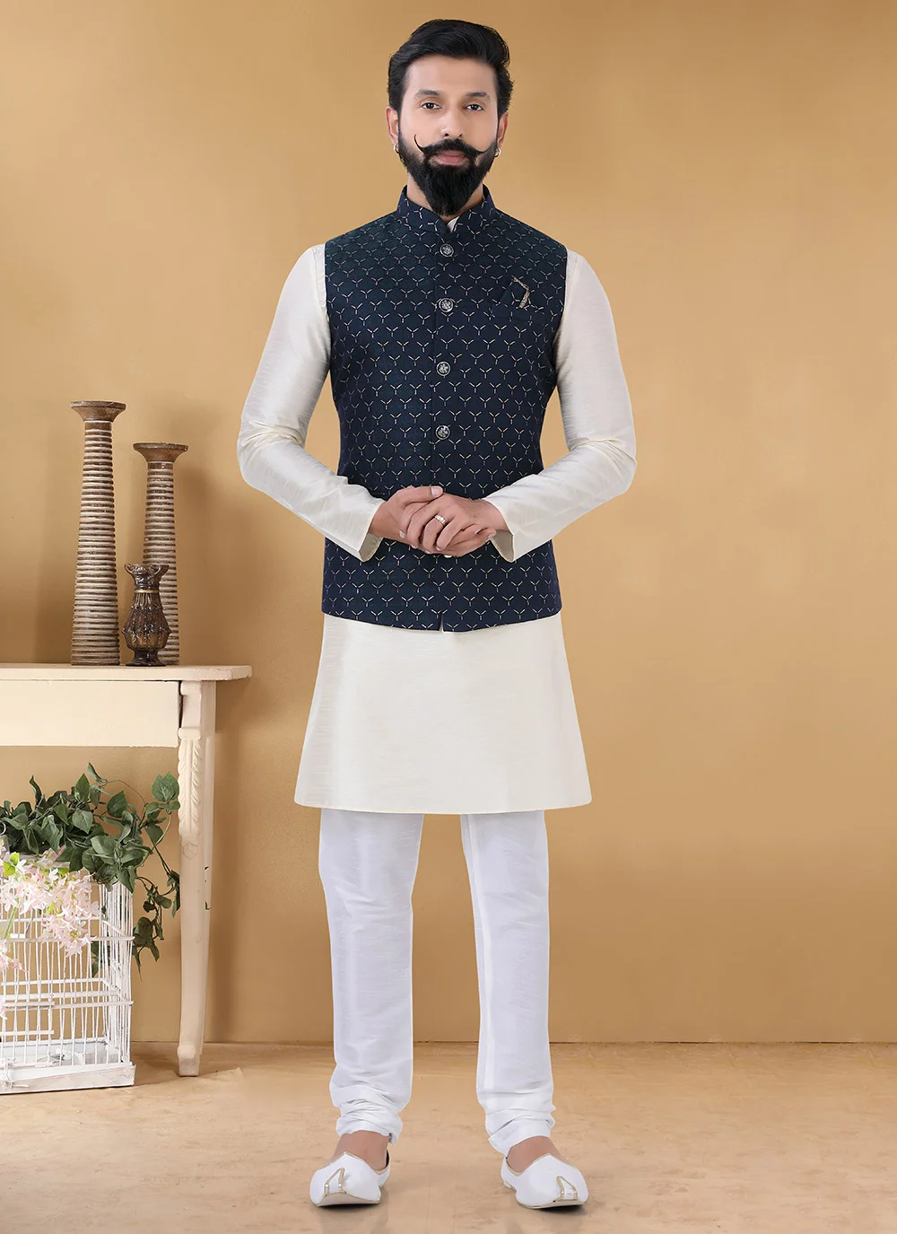 Kurta hot sale waistcoat styles