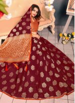 Silk Maroon Weaving Trendy Saree