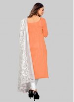 Silk Orange Embroidered Pant Style Suit