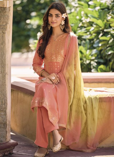 Silk Pant Style Suit in Peach