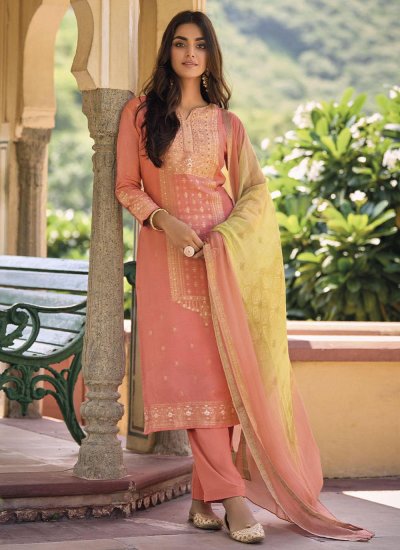Silk Pant Style Suit in Peach