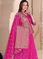 Silk Pink Embroidered Classic Saree