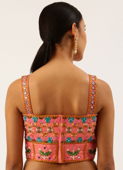 Silk Pink Embroidered Designer Blouse