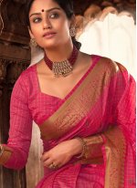 Silk Pink Woven Traditional Designer Saree