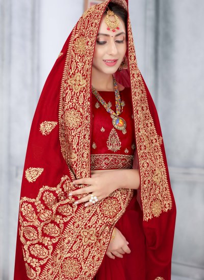 Silk Red Embroidered Designer Traditional Saree