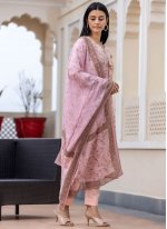 Silk Rose Pink Sequins Readymade Salwar Kameez
