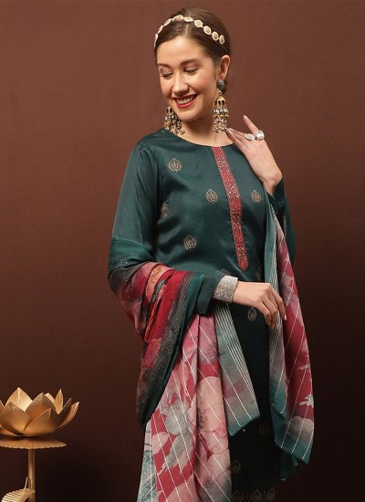 Silk Teal Salwar Kameez