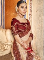 Silk Traditional Designer Saree in Cream
